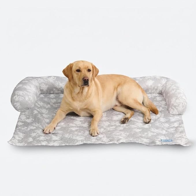 Spark Paws Cooling Couch Cover Dog Bed, Furniture Protector Mat, Non-Toxic Washable Pet Cooling Pad for Large & Small Dog - Cloud Grey - Size XXL