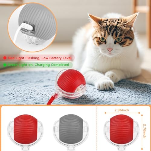 Goosheep 2PK Automatic Rolling Interactive Cat Toys Ball for Indoor Cat Dog - Image 4