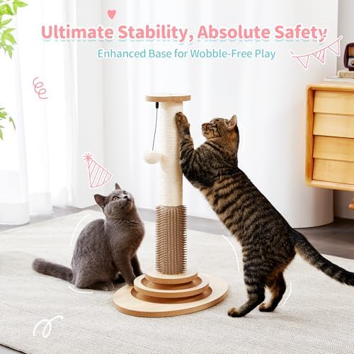 Made4Pets Cat Scratching Post for Indoor Cats with Self Groomer, 23" - Image 5