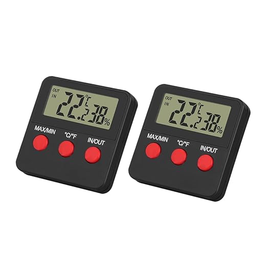 Mikikit 2sets Thermohygrometer for Reptile Digital Temp Humidity Sensor Lizard Tank Gecko Accessories Egg Incubator