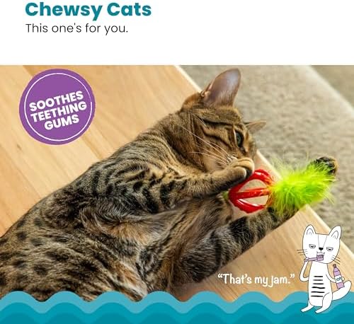 Catstages Dental Strawberry Teether Cat Chew Toy with Catnip, 4" - Image 2