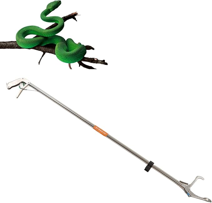 Foldable Self Lockable Stainless Steel Reptile Grabber, Snake Tong, Snake Catcher Stick Rattlesnake Catcher, Grabber Pick up Handling Tool, Snake Tong Foldable Reptile Grabber Catcher Handling Too
