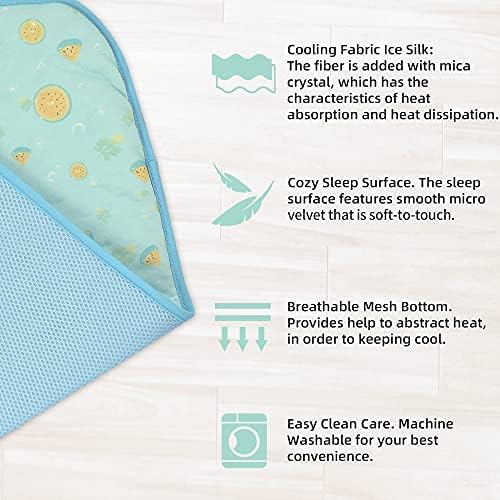NWK Pack of 4 Pet Cooling Mat for Large Dogs -Q-Max>0.345 Ice Silk Cooling Mat for Dogs & Cats Portable & Washable Pet Cooling Blanket for Summer (4pcs, Green Fruit, 39'' X 27'' X 0.3'')