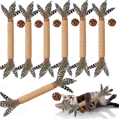 Cat Chew Toys Silvervine Sticks Dental Treat Feather 7Pack Indoor by GREMBEB