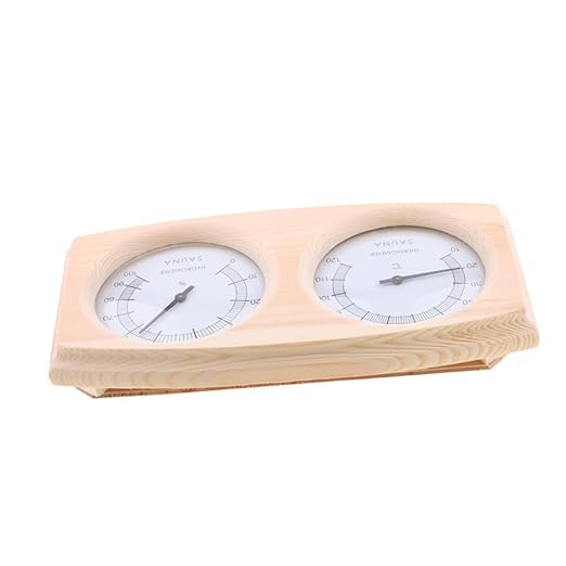 POPETPOP Wooden Temperature and Humidity for Sauna Hygrothermograph with Read Dial for Indoor Use Ranges Durable Wooden Design