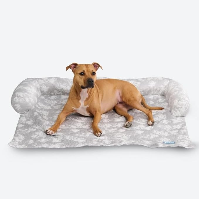 Spark Paws Cooling Couch Cover Dog Bed, Furniture Protector Mat, Non-Toxic Washable Pet Cooling Pad for Large & Small Dog - Cloud Grey - Size L