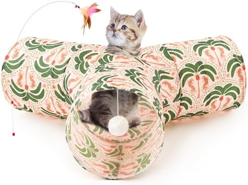 Tempcore Cat Tunnel, 3-Way Collapsible Toy for Indoor Cats, Coconut by Tempcore