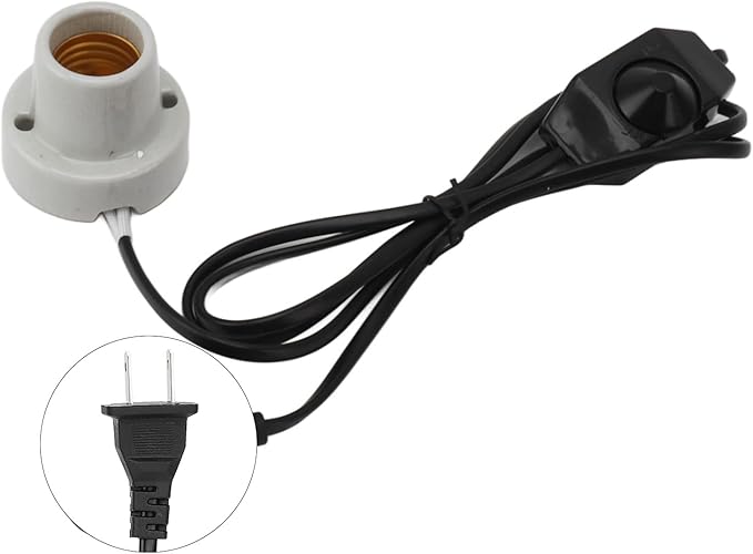 Reptile Lamp Holder Ceramic E27 Socket Reptile Heat Lamp Holder for Lizard Turtle Professional Heat Light Fixture Holder (US Plug 120V)