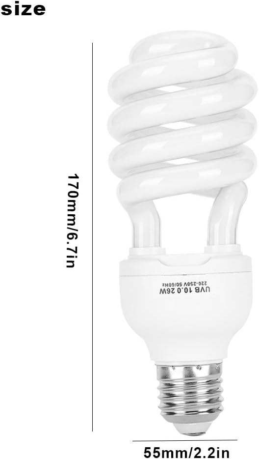 Akozon 26W Energy Saving UVB Light for Reptiles, Lizards, and Plants Sunlight Lamp (10.0 (Suitable for Desert Type))