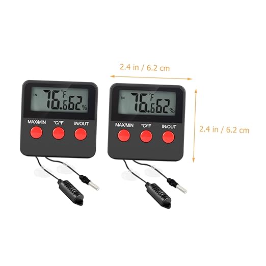 Mikikit 2sets Thermohygrometer for Reptile Digital Temp Humidity Sensor Lizard Tank Gecko Accessories Egg Incubator