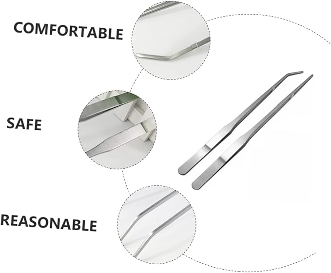 BESPORTBLE 2pcs Pet Feeding Tweezers Straight Curved Tips for Reptile Care for Safe Feeding of Lizards Snakes and More Terrarium Environments