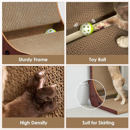 EHEYCIGA Cardboard Cat Scratcher for Indoor Cats, 26.8 Inch, Dark Brown - Image 5