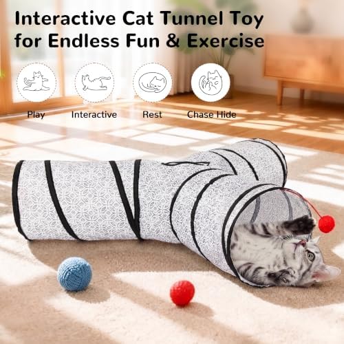 Tempcore Cat Tunnel, 3-Way Collapsible Toy, Large Size Grey Coin - Image 4