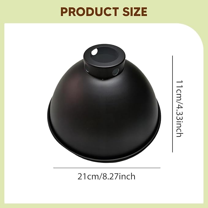Reptile Dome Lamp Cover Light Fixture Part, Directly Replace Light Shade for Chameleon, Bearded Dragon, Lizard, Gecko Turtles, 8.5in White Lining