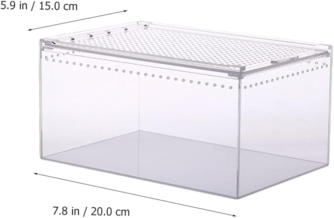 POPETPOP Reptile Breeding Box, Reptile Feeding Container Aquarium Breeding Tank Transparent Feeding Box Terrarium Habitat for Snake Turtle Lizards（7.86X5.89X3.93in）