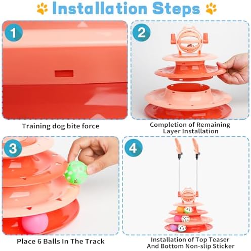 Goosheep Cat Toy Interactive Pet Plaything for Indoor Kitten Interactive Kitty Puzzle Ball with 2 Cat-Tease (Orange) - Image 5