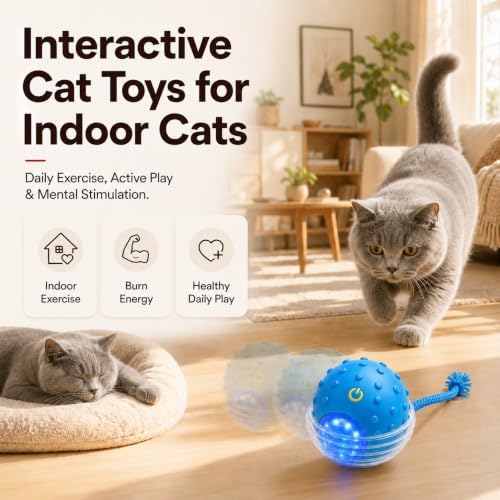 Interactive Rolling Cat Ball, Motion Activated Automatic Cat Toy - Image 6