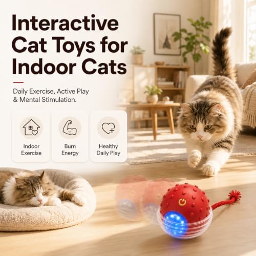 Interactive Rolling Cat Ball, Motion Activated Automatic Cat Toy - Image 6