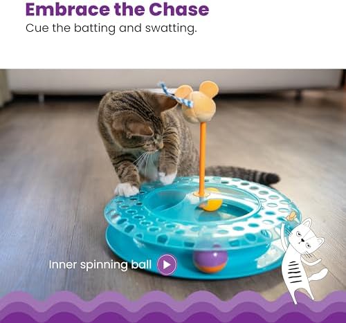 Catstages Cheese Chase Interactive Cat Track Toy with Balls and Catnip Toy, Multicolored - Image 4