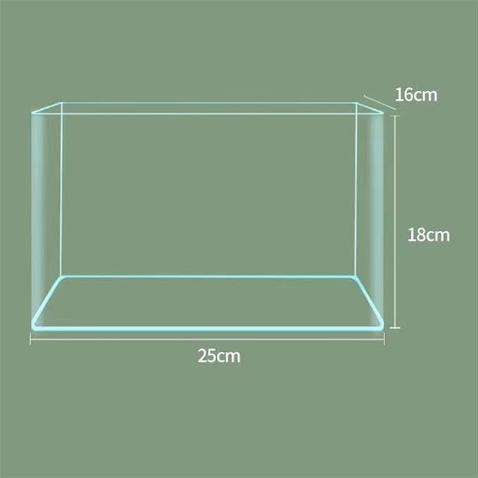 Fish Tank Glass Aquarium Curved Edge Living Room Small Aquarium Desktop Transparent Glass Fish Tank Turtle Breeding Box Aquarium(25x16x18cm)