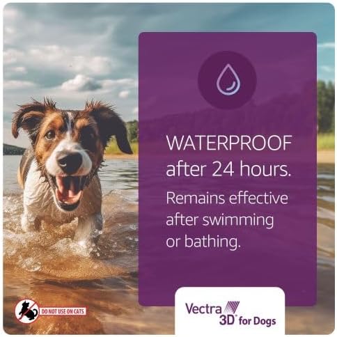 Vectra 3D Flea and Tick Prevention for Dogs, Kills and Repels Fleas, Ticks & Mosquitoes | Fast‑Acting, Waterproof, No Prescription Needed | Medium Dogs 21-55 lbs, 6‑Month Supply
