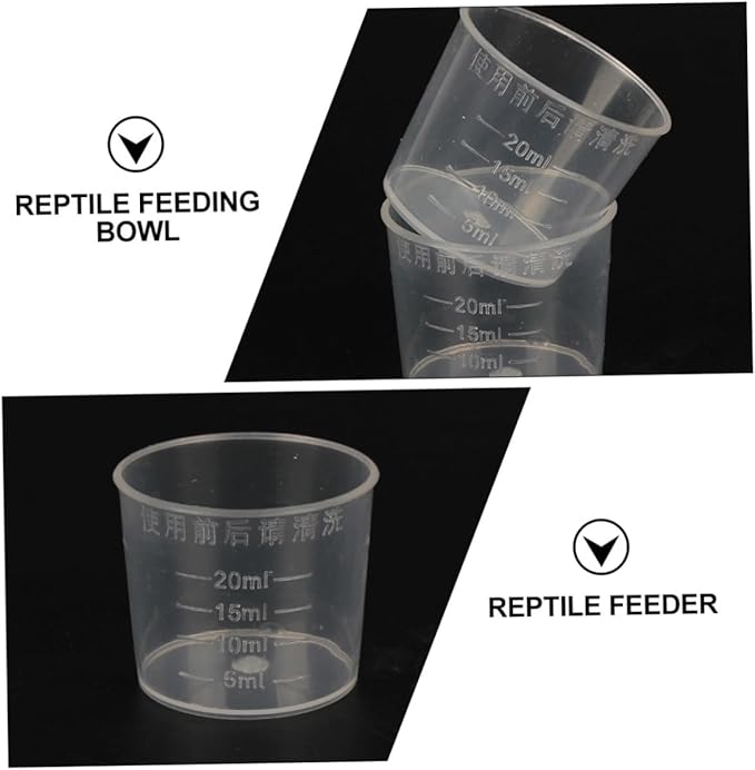 20ml Reptile Food Measuring Cups Set 30pcs Washable Scale Cups for Crawling Pets Practical Measuring Dishes for Lizards and Small Animals