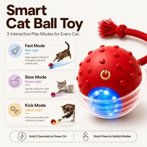 Interactive Rolling Cat Ball, Motion Activated Automatic Cat Toy - Image 2