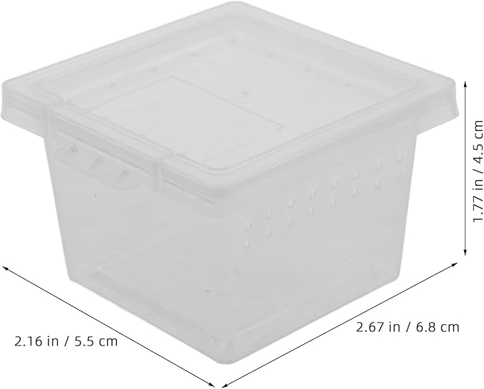 balacoo Transparent Reptile Breeding Box Mini Feeding Cage Tank with Lid 2.67X2.16X1.77 Inch Compact Lightweight Insect Habitat for Spider Scorpion Gecko Snake