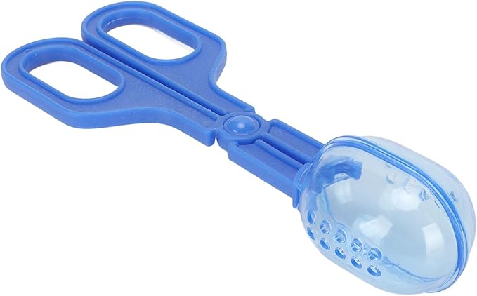 Reptile Feeding Clamp, Feeding Tool, Reptile Poop Scoop，Amphibian Terrarium Feeding and Cleaning Tool, Multipurpose Reptile Feeding Claw Collector, with Vents for Lizard Spider Tortoise(Blue)