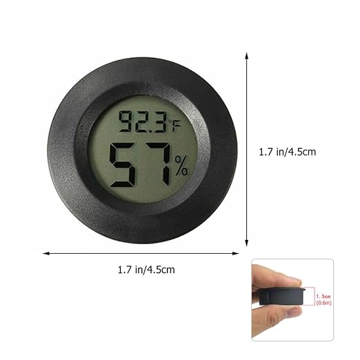 balacoo 7pcs Digital Hygrometer and Thermometer for Reptile Tanks Use Compact Round Accurate Humidity and Temperature Monitoring