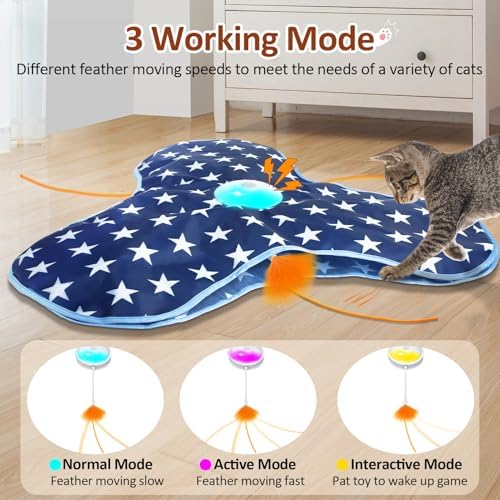 Sofolor Interactive Cat Toy Rechargeable, Cat Exercise Toys for Indoor Bored Adult Cats, Hide and Seek Toy with Motion Activated, Moving Feather, Chirping - Image 4