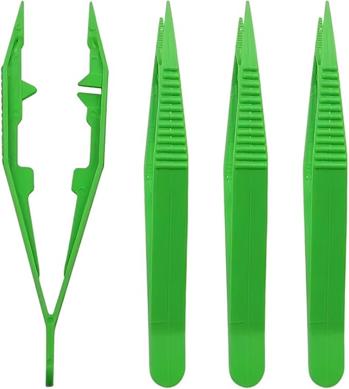 4 Pcs Plastic Tweezers for Feeding Reptiles,10cm Plastic Feeding Reptile Tongs Feeding Tweezers Reptile for Snakes Lizard Tortoise Gecko Kids Tweezers for Beads Children Handmade DIY Crafts