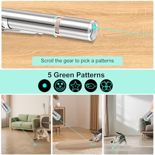 TBTeek Cat Toy, Green Light, with Metal Case,7 Patterns, 2 Pieces - Image 4