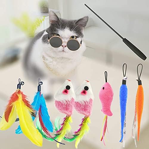 ZPH Cat Toys,Interactive Feather Variety Pack for Cats Wand Kitten Toy-Includ Cat Exercise Toy Fluffy Mouse Worms&Fish - Image 4