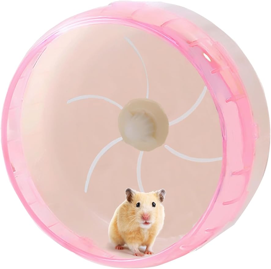 Super-Silent Hamster Exercise Wheel - Hamster Cages Toys Accessories 8.6 Inch Running Spinner Quite Runner for Small Animal Pet Gerbil Dwarf Syrian Hedgehog Rat Mouse Mice (Pink)