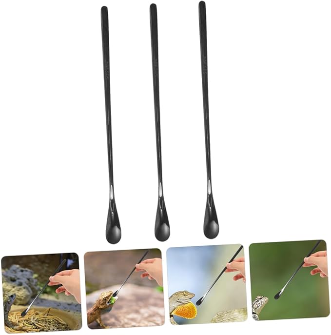 POPETPOP 3pcs Reptile Accessories Small Animal Feeding Spoon Pet Food Holder Spoon for Gecko Lizards