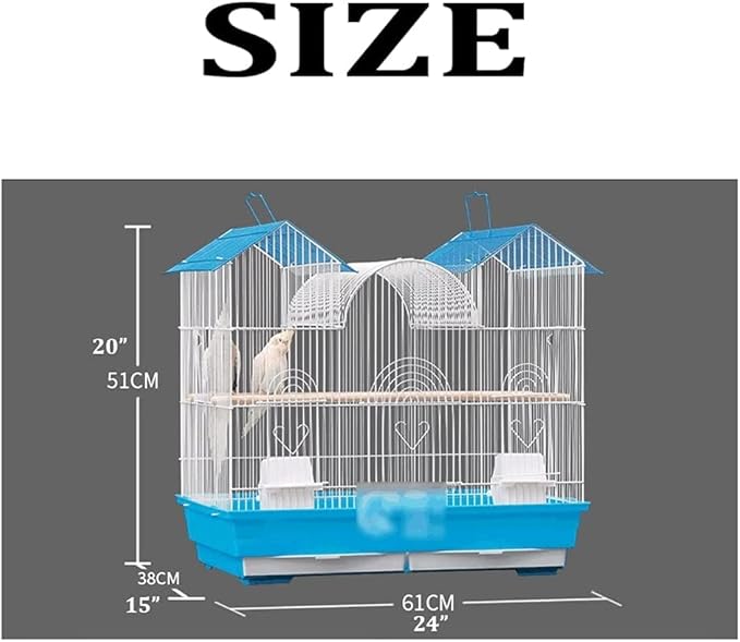 Elegant Birdcage 24inch Wrought Iron Birdcages Portable Bird Cage Hanging Bird Carriers Large Bird Flight Cage with Rolling Stand for Outdoor Exquisite Beautifu，Birdcage