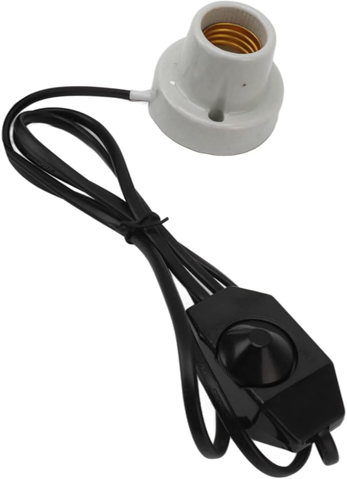 Yosoo Health Gear Porcelain Reptile Lamp Holder, E27 Ceramic Heat Lamp Socket for Reptile Tank, Fixture for Heat Bulb, with On Off Switch, for Lizard Snake Turtle Enclosure (US Plug 120V)