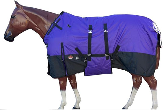 HILASON 1200D Winter Waterproof Poly Horse Turnout Blanket Belly Wrap Purple | 74 in