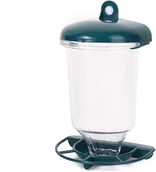 Plastic Bird Feeder Large Capacity Convenient Hanging Food Dispenser with Suction Cup Transparent Water Bowl Garden
