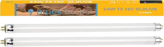 2 Pack 24W-Watt T5 HO Reptile Light Desert UVA UVB 10.0 Fluorescent Tube - 22" Terrarium Hood Light Suitable for Desert Reptile Lizards Bearded Dragons & Promotes Natural Behavior UVB Bulb (22Inch)