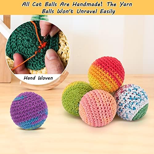 Retro Shaw Cat Toys Balls, Wool Yarn Cat Ball with Bell Inside, 6Pcs - Image 4