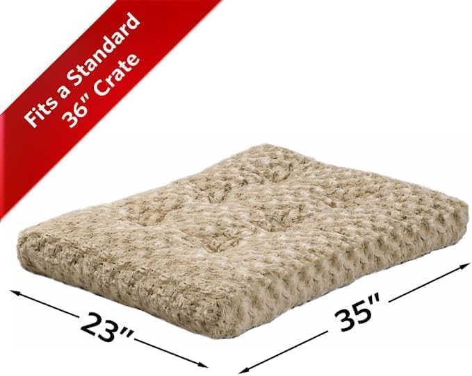 MidWest Homes for Pets Intermediate QuietTime Deluxe Mocha Ombre Swirl Plush Pet Bed, Machine Washable, Non-Skid Bottom, Soft Crate Mat for 36-inch Crates