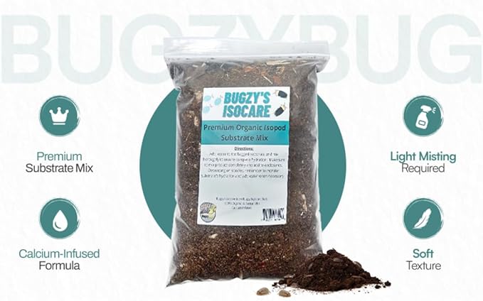 BugzyBugs Isopod Bioactive Substrate Mix Nutrient-Rich Vivariums and Terrarium Substrate Mix (10 Quart)