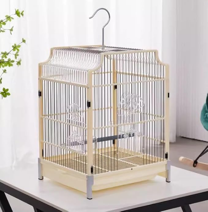 Bird Cage Decorative Bird Cage Hanging Metal Plastic Birdcages House Carrier for Birds Home Decor(H)