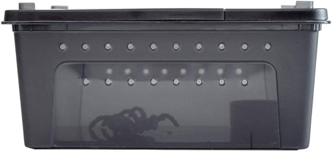 OMEM Portable Reptile Terrarium Habitat for Mini Pet Houses Breathable Holes Stackable Container (Black-M)