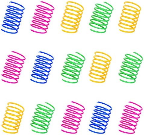 ISMARTEN 100 Pack Pet Wide Colorful Springs Cat Toys Plastic Coil Spiral Springs for Cat Kitten Pets (Random Color) by ISMARTEN