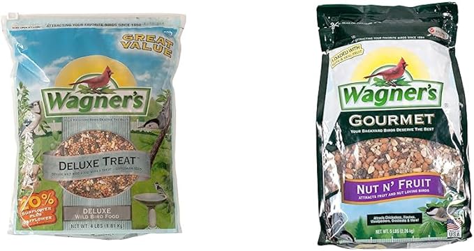 Wagner's Wild Bird Food Bundle with Deluxe Treat Blend (4 lbs) and Gourmet Nut & Fruit Blend (5 lbs)