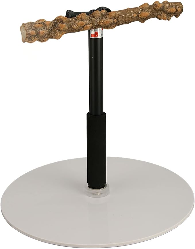 Dioche Bird Carrier with Perch - Detachable Play Stand for Indoor & Outdoor Use, Free Height Adjustment, Acrylic and Pepper Wood, Sturdy, 30cm - 94cm