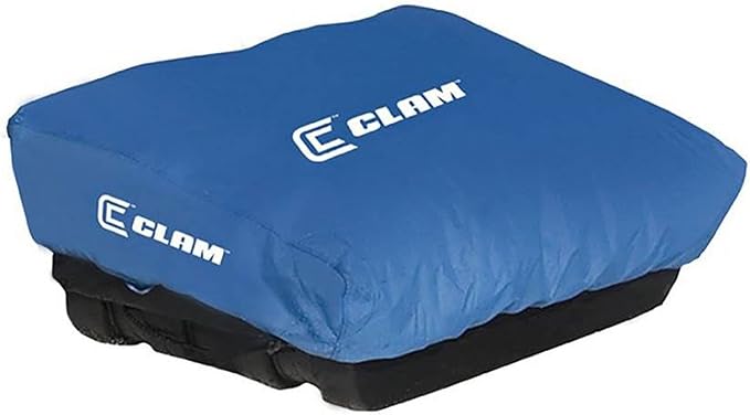 CLAM Ice Fishing Shelter Travel Cover – Heavy-Duty Polyester Cover for Voyager, Adventure, Tundra, Thermal XL, Large Nordic Sled – Weather-Resistant with Straps & Pockets – Blue